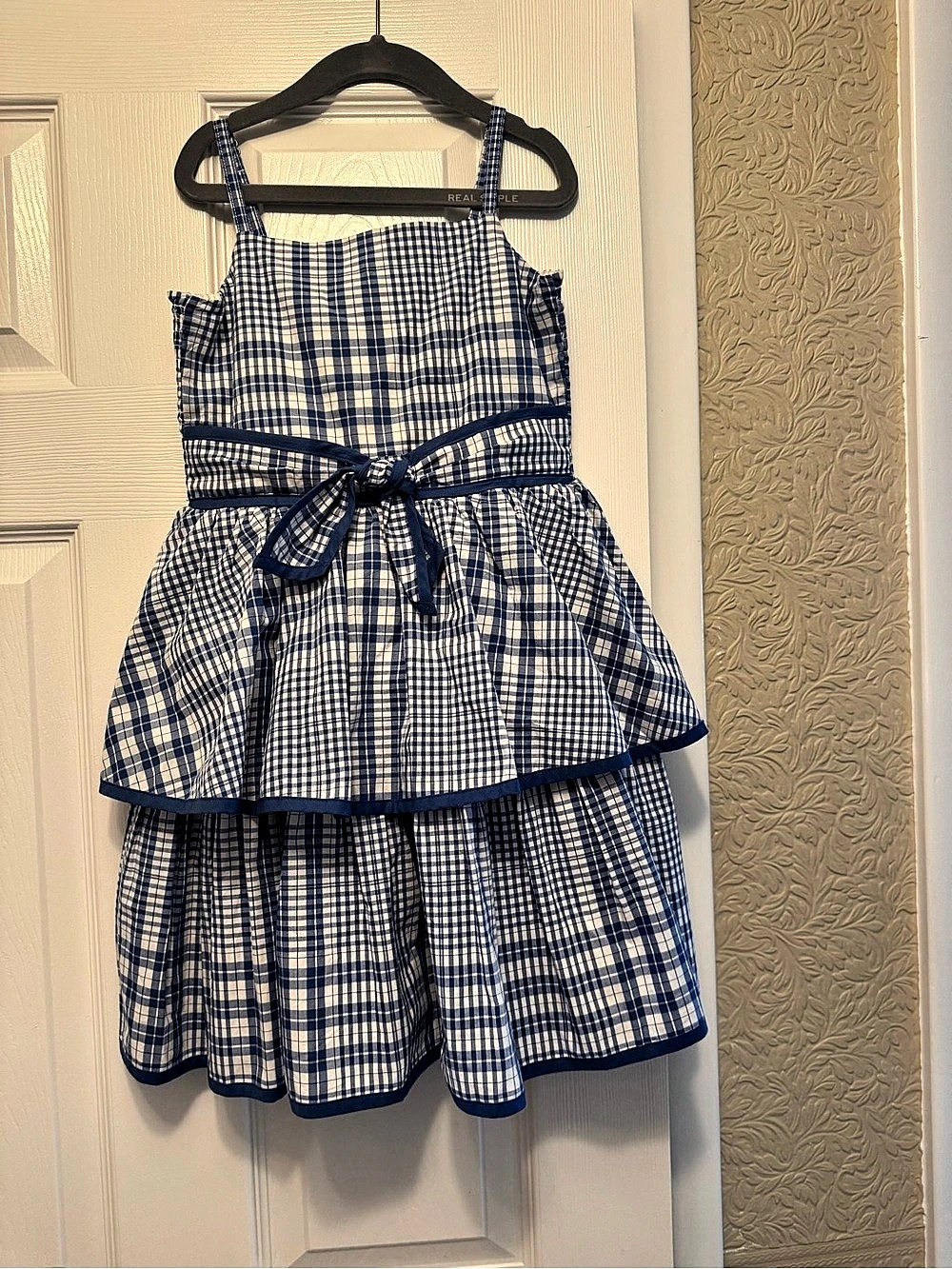 Janie and Jack Girls Blue & White Plaid Dress Like New